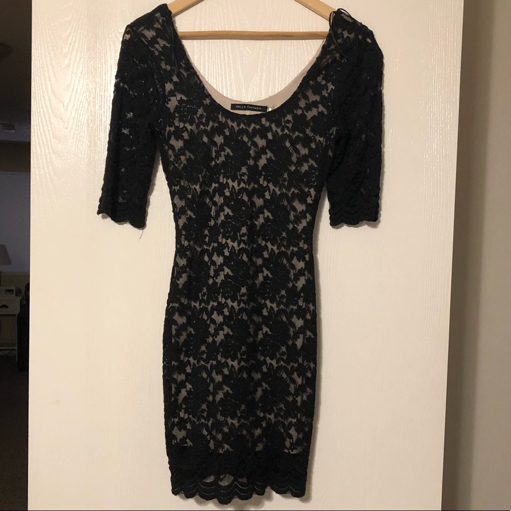 Nella Fantasia Black Lace Cocktail Dress